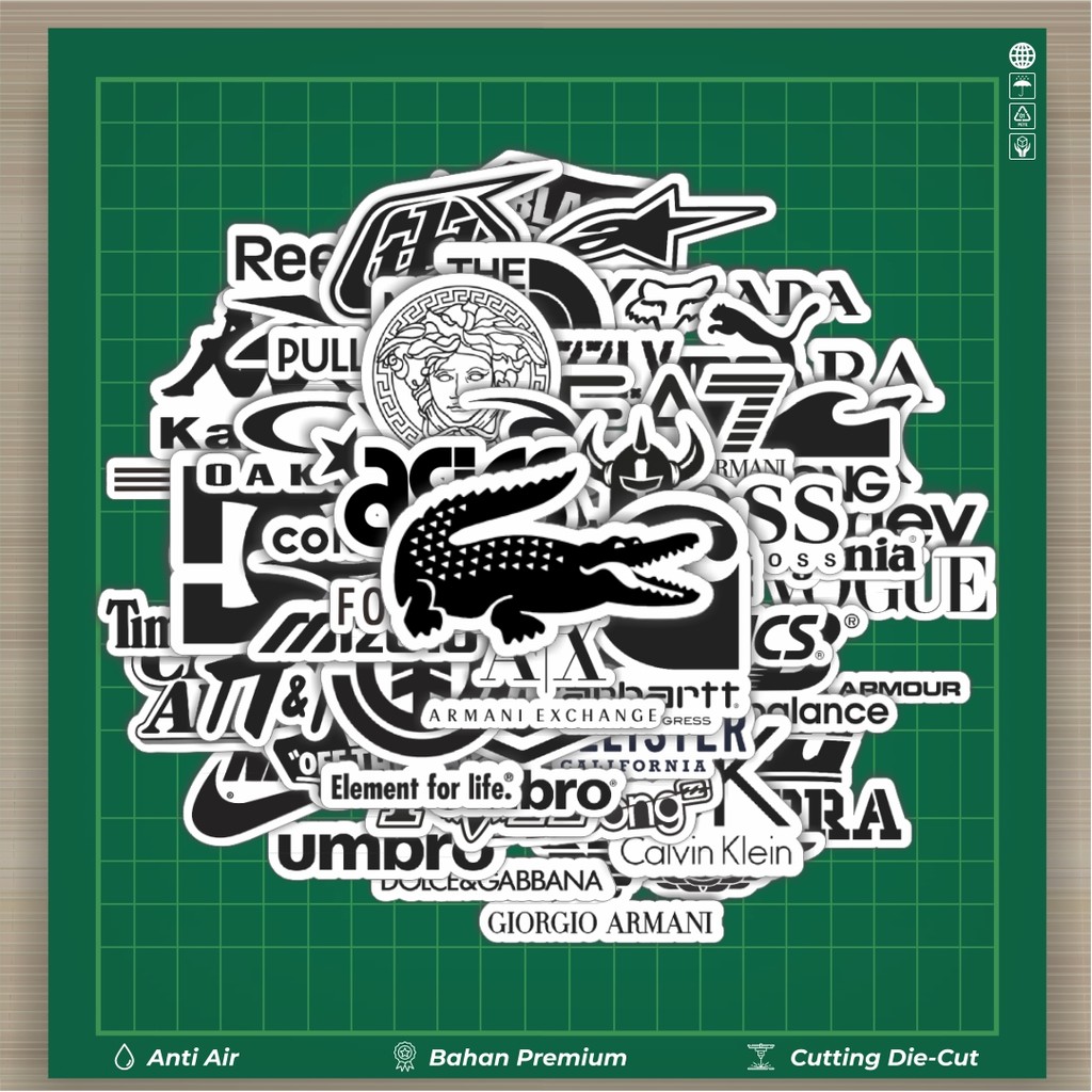 

HOT 50 PCS STIKER Stiker Random Logo Brand Black & White Versi 3 Stiker Fashion Cars Decal Dingin Kartu Album Custom Vinyl Anti Air- Sticker Aesthetic Buku Journal Koper Casing HP Tablet Laptop Helm Motor Botol Minum