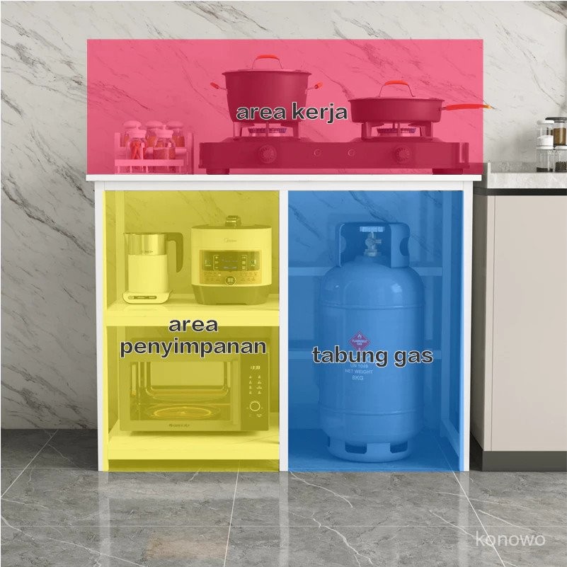 Konowo Meja Kompor Gas 2 Tungku Rak