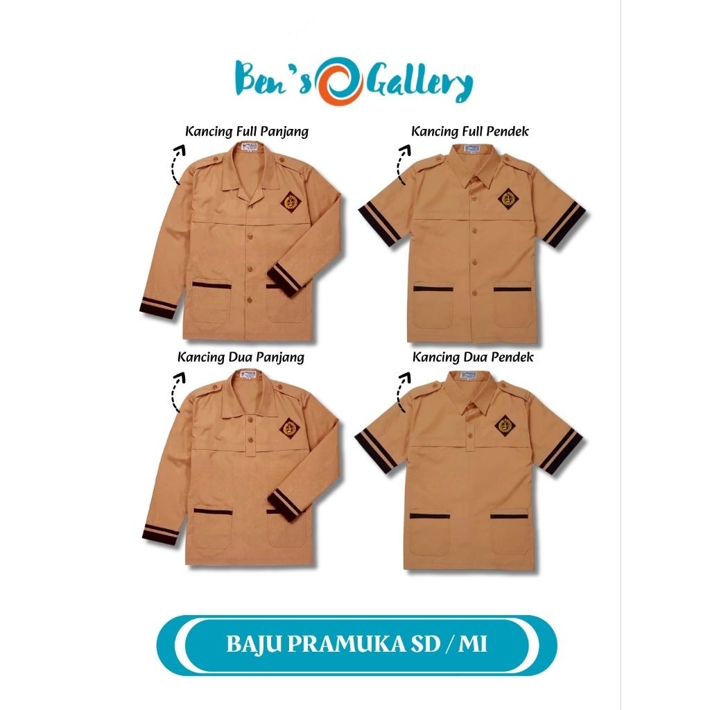 MJ78UI Baju Seragam Sekolah Pramuka Siaga SD MI Kelas 1 2 3 4 5 6 / Baju Pramuka Siaga Lengan Panjan