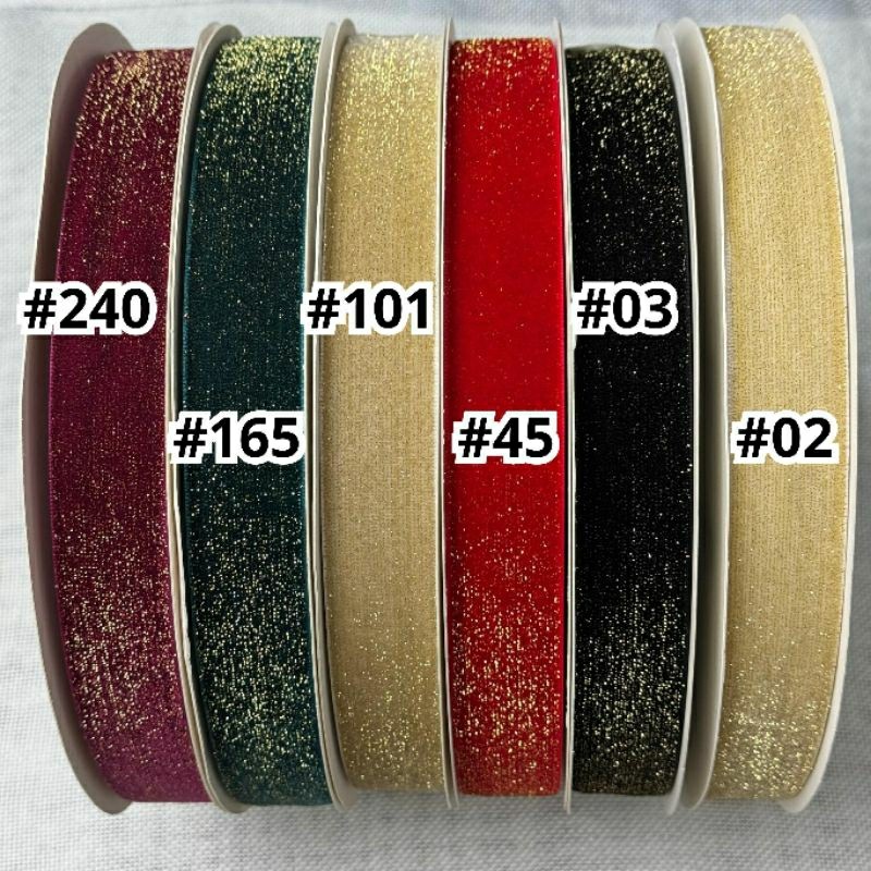 

1 YARD - 2.5 CM PITA BLUDRU GLITER HALUS | VELVET GLITER GOLD (1")