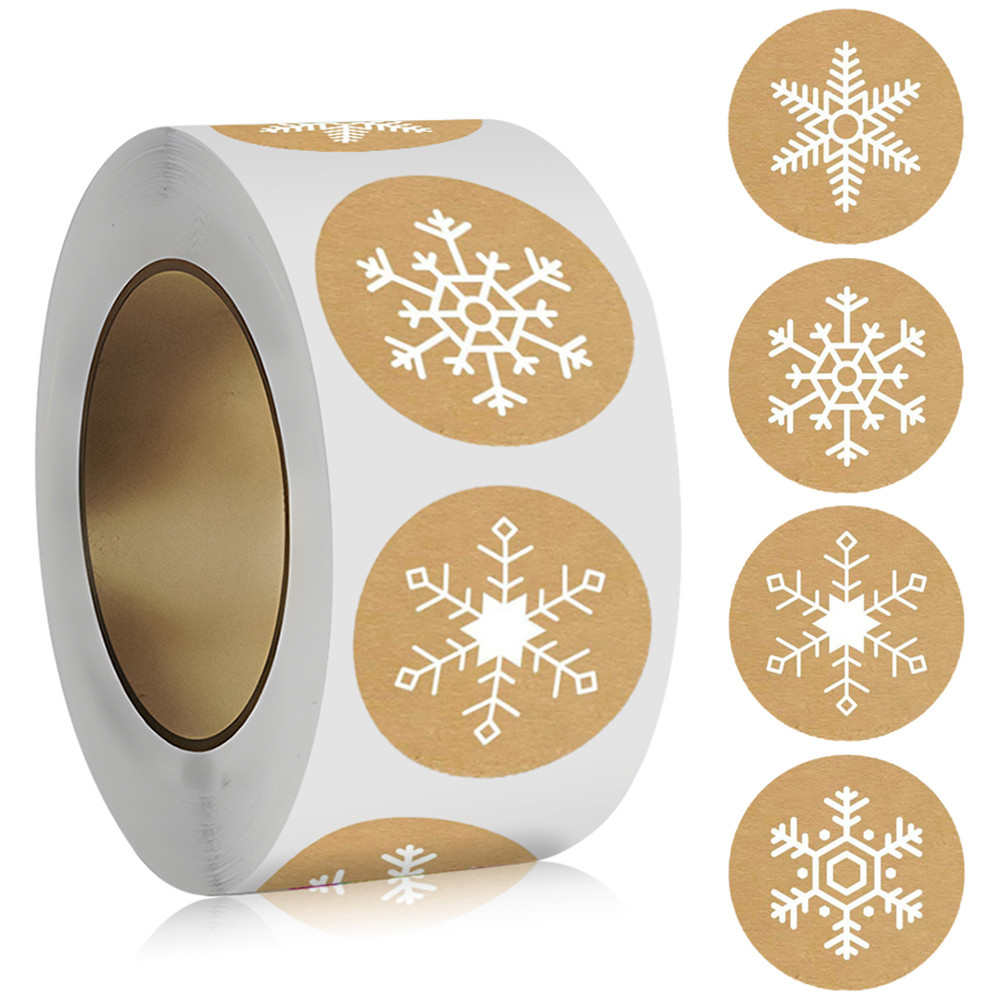 

100-500pcs Round nowflake Holiday Sticker kraft paper Sticker Halloween Cute Lable For Scrapbooking Stationery Sticker