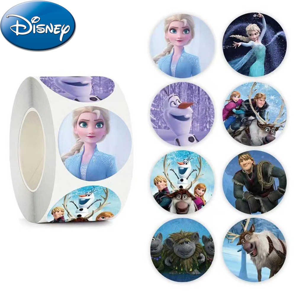 

500PCS Kawaii Frozen Princess Elsa Cartoon Stickers Roll DIY Notebook Laptop Children Girl Reward Toy Decals Cute Sealing Labels