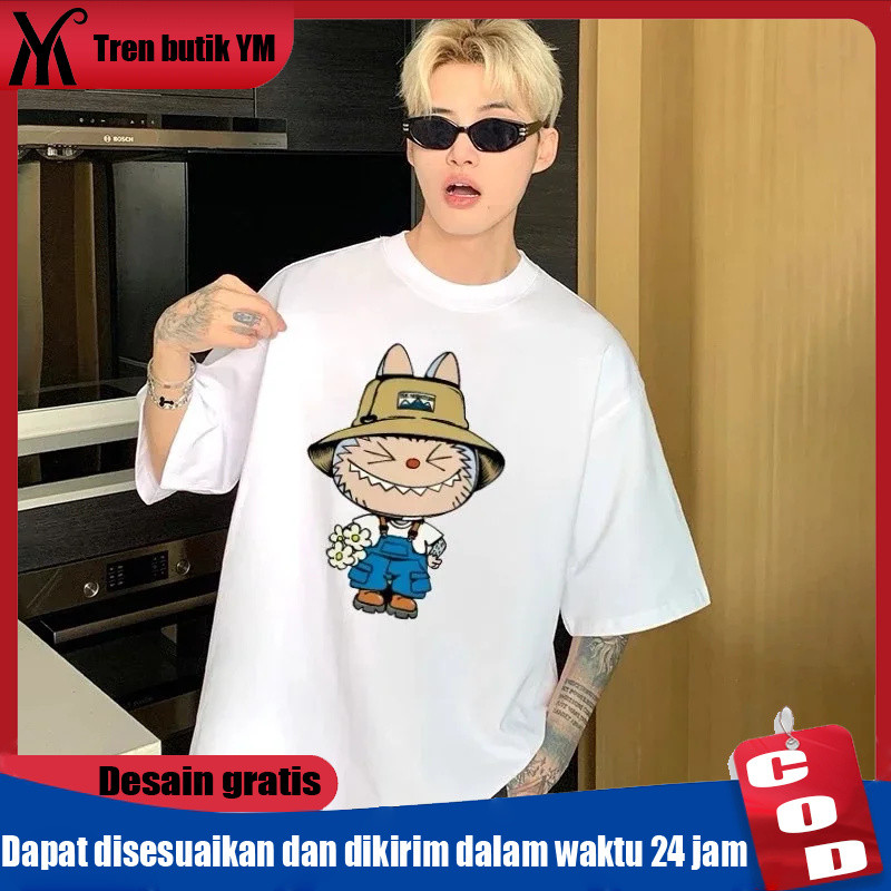 YM Kaos Ukuran BesarNivalis Combed kode LABUBU KODOK kaos wanita pria oversize bigsize jumbo atasan 
