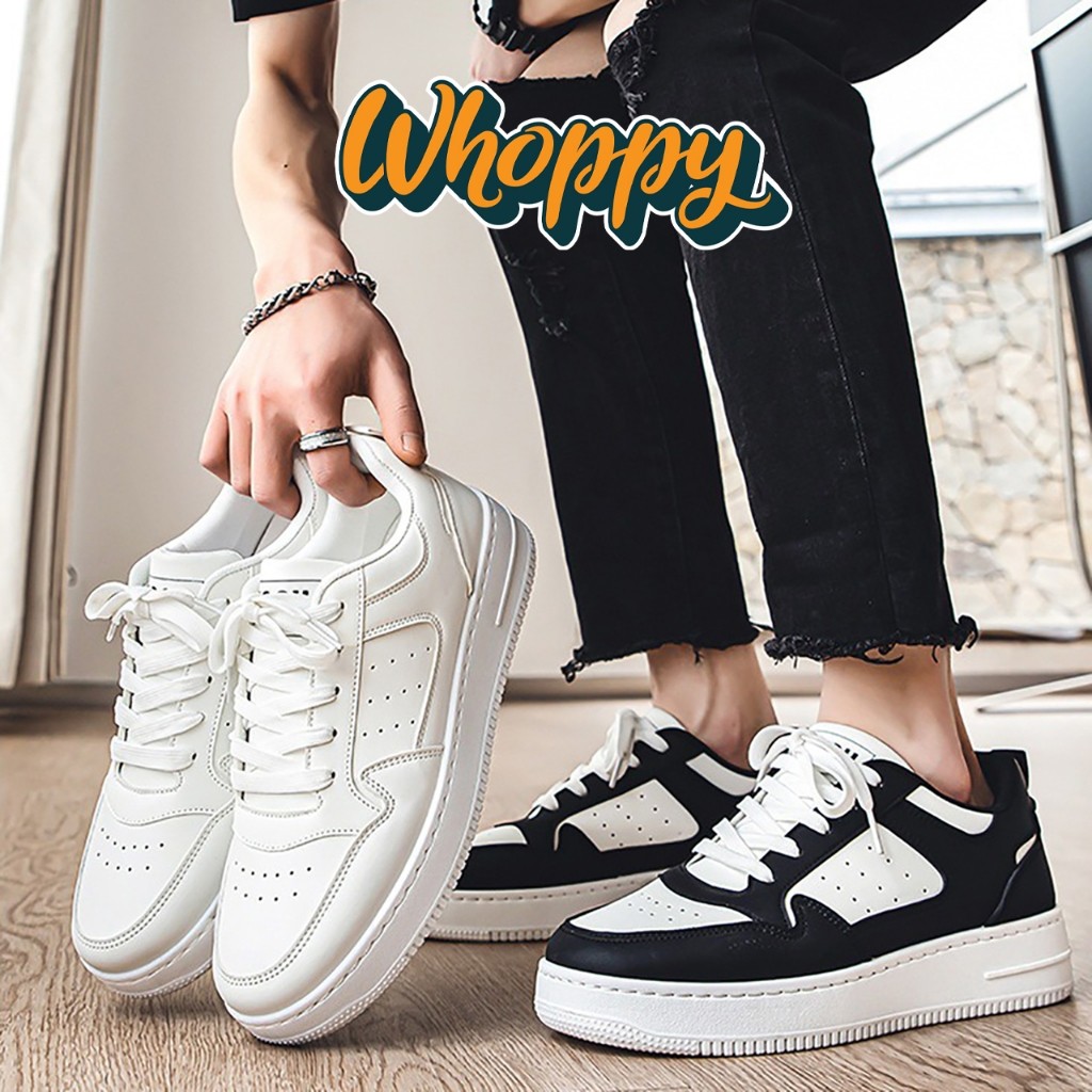 Whoppy Trixy SL40 Sepatu Keren Sneakers Pria Hitam Putih Polos
