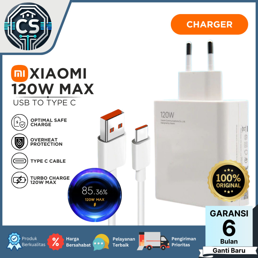 

Charger Xiaomi 120 Watt Original Type C Support Mi Turbo Max 120W Hyper Charge Fast Charging