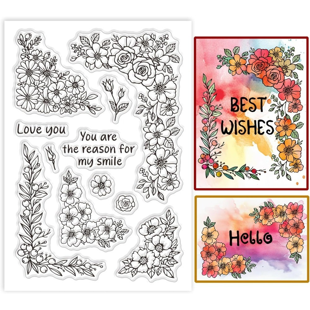 

Plants Corner Clear Stamps Flower Rose Border Silicone Clear Stamp Seals Transparent Stamps for DIY Scrapbooking Card