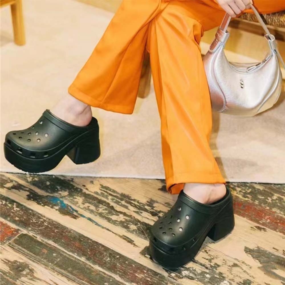 Sandal Siren Clog Wanita wedges~crocs Wanita cross Clog tinggi 10 cm