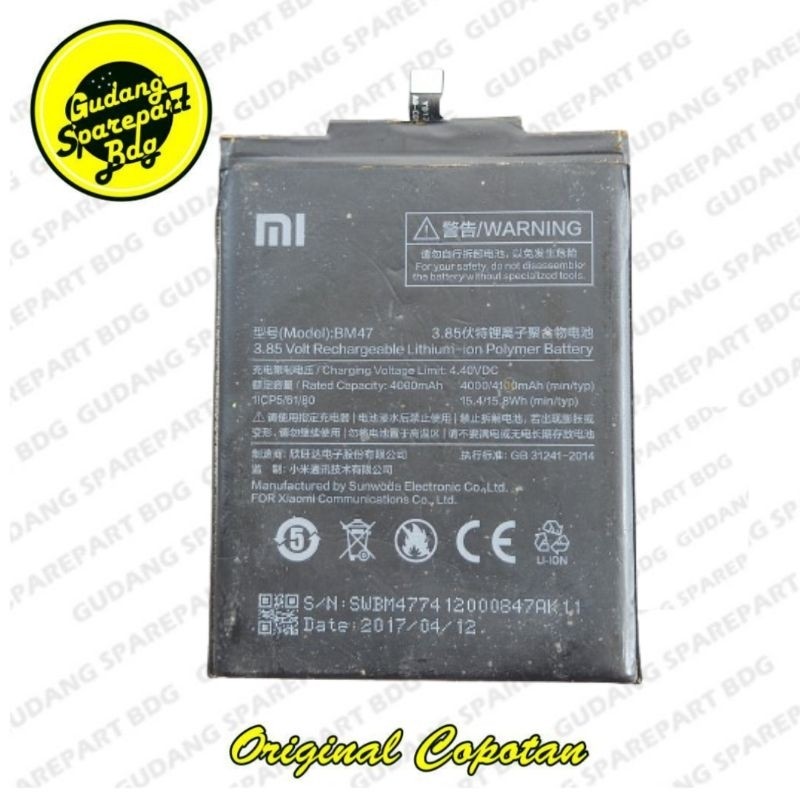 Baterai Batre Battery untuk Redmi  4X 3S BM47 Original Copotan.