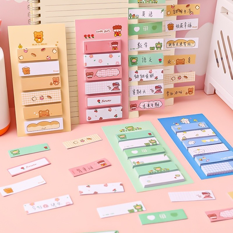 

KBA Sticky Notes Lucu 6IN1 Tempelan Kertas Catatan 120 Lembar Notes Kertas Tempel Karakter Bear Frog Girl Pembatas Buku Cute Imut Penanda Buku Memo Stick Stationery Memo Pad Convenience Cute 6 IN 1
