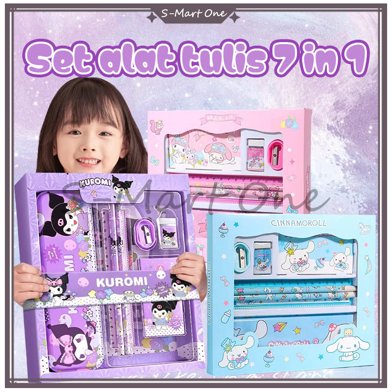 

SM Kotak Pensil Anak Set 7 In 1 Stationery Hadiah Anak Student Set Alat Tulis Sekolah Karakter Cewek