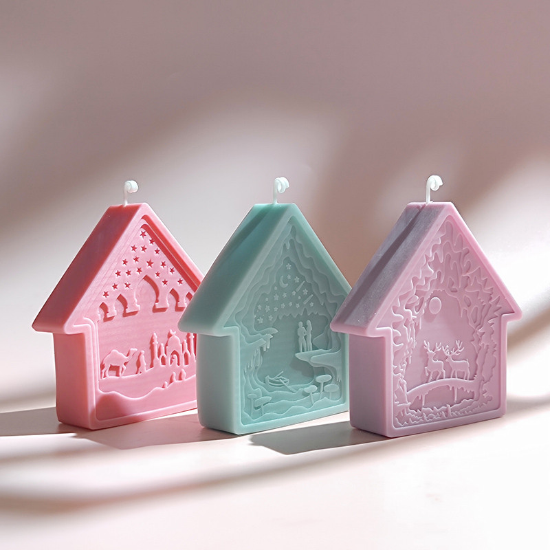 

The new relief house mold can be used to make handmade soap aromatherapy gypsum couple candle decoration molds