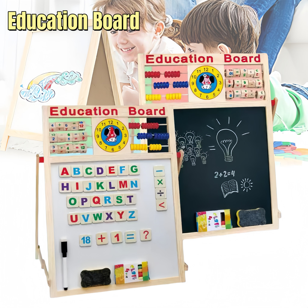 

【AQING】Education Board Papan Tulis Anak Papan Mainan Anak Puzzle Anak Wooden Toys Mainan Kayu Puzzle Huruf/Papan Tulis Anak Magnetic Education Board
