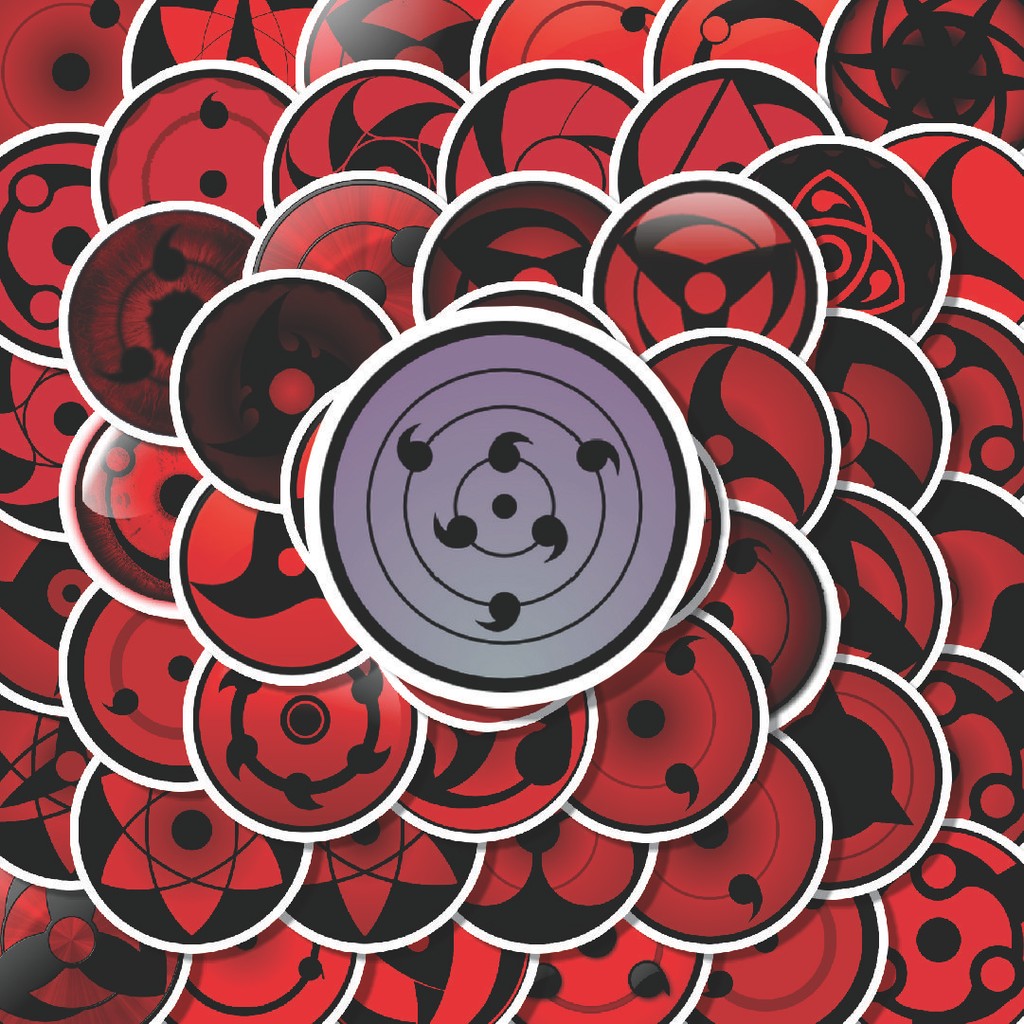 

100PCS Lucu Stiker Naruto Uchiha Sharingan Series Stiker Aesthetic Stiker Anti Air Stikers Berperekat Waterproof sticker decal buat Motor Helm Buku Journal Koper Casing HP Laptop Botol Minum Hadiah anak