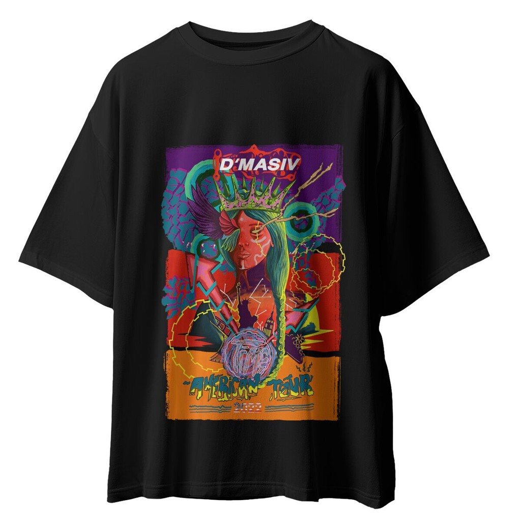 Kaos Lengan Pendek Unisex, D'Masiv - American Tour, Kaos Grafis Hitam