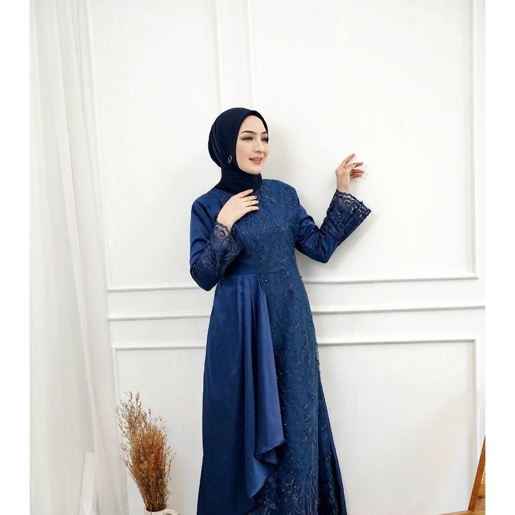 Gamis Mafaza Brokat TilLe Bordir Maxi Dress Lebaran Brukat Tulle Baju Muslim / Dres Muslim Pesta Kon