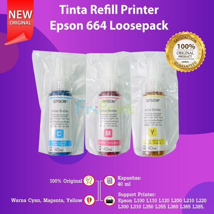 1 SET Tinta Printer EPSON ORIGINAL ORI 664 L220 L210 L350 L360 L1300