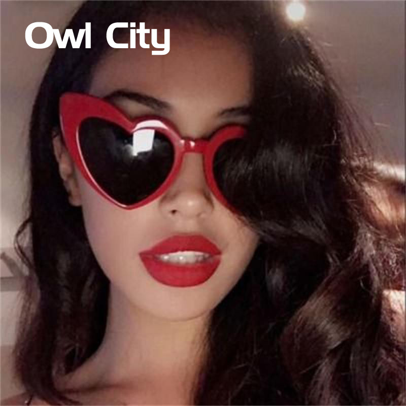 Owl City Heart Sunglasses Women Vintage Red Hearts Shaped Sunglass Ladies Retro Brand Designer Eyewe