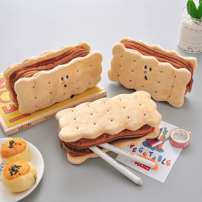 

Biscuit Pen Bag Tempat Pensil Biskuit Lucu Kotak Pensil Cracker Tas Alat Tulis Sandwich Kotak Pensil Roti Kucing