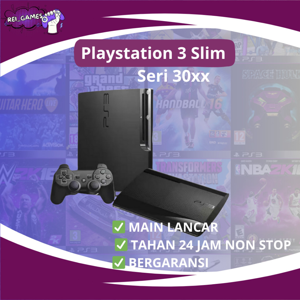 REIGAMES Playstation 3 Slim Seri 3000 Fullset - PS 3 160GB - Siap Main - Playstation Game Console Fu