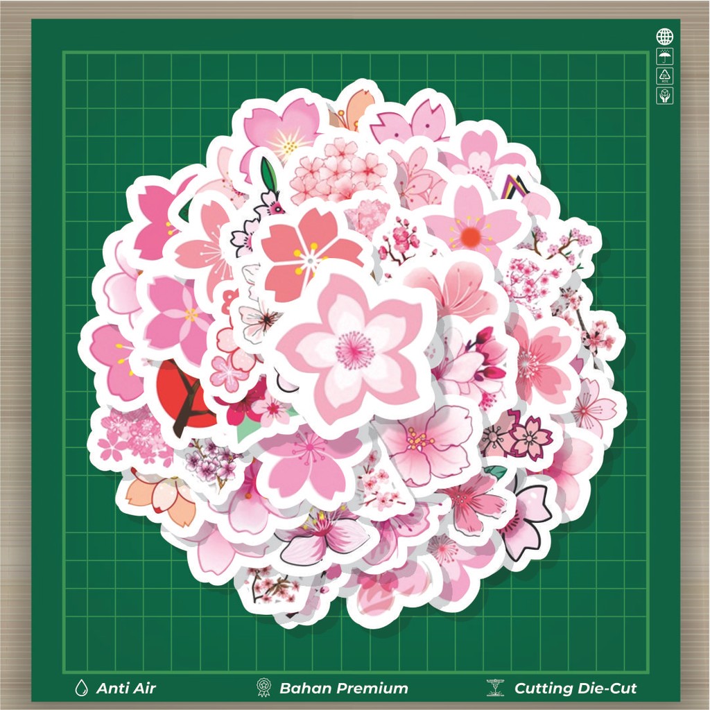 

HOT 50 PCS STIKER Stiker Pink Romantic Bunga Sakura Series Stiker Fashion Cars Decal Dingin Kartu Album Custom Vinyl Anti Air- Sticker Aesthetic Buku Journal Koper Casing HP Tablet Laptop Helm Motor Botol Minum