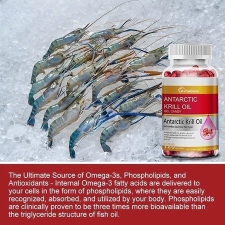AvitaGlow Antarctic Krill Oil - with Omega-3 EPA, DHA, Astaxanthin and Phospholipids