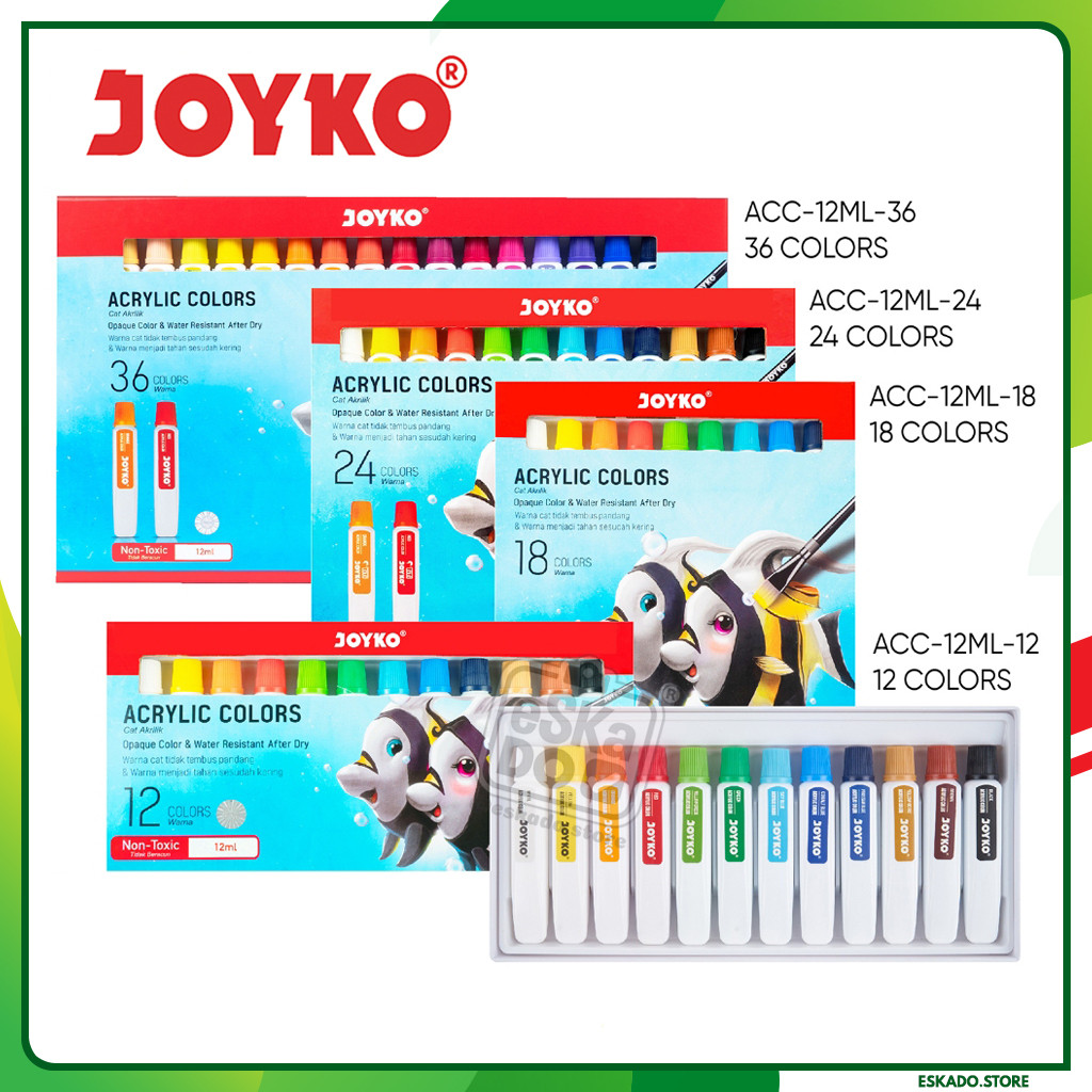 

Cat Akrilik / Acrylic Color Joyko ACC-12ML (12, 18, 24 Warna)