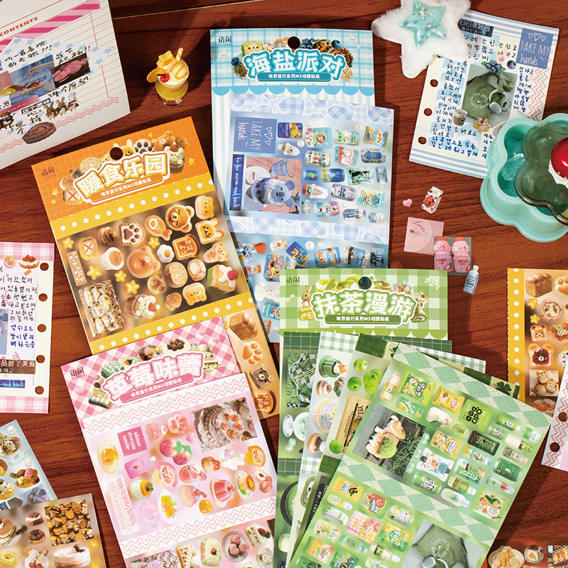 

4sheets/bag Sticker Pack Korean Kawaii Food Stickers Scrapbooking Stationery DIY Handbook For Phone Case Notebook Decoration