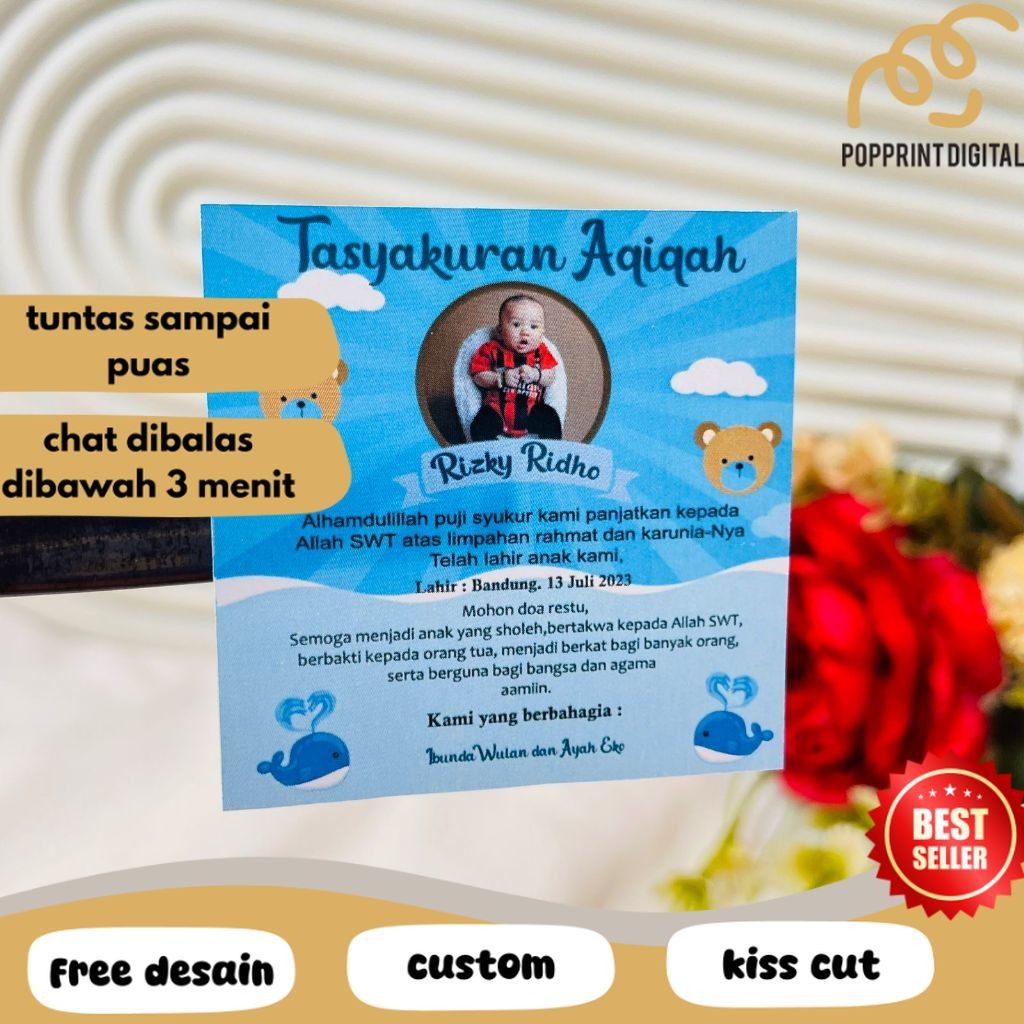 

PpD 9-15 Sticker Tasyakuran Aqiqah Bayi Stiker Ikkah Iqqah Qiqah Anak Bentuk Kotak Uk.Besar