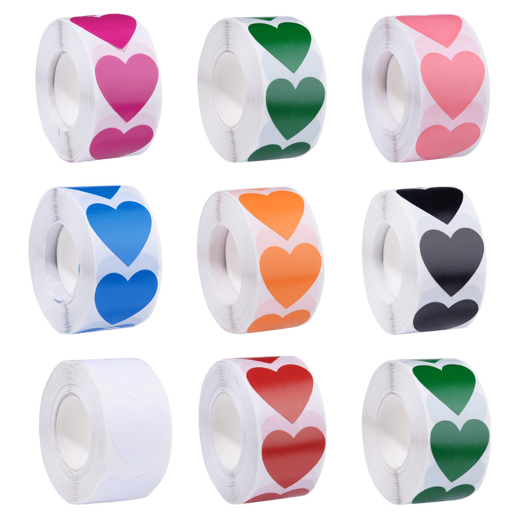 

500Pcs/Roll Cartoon Heart-shaped Reward Decorative Stickers 8 Colors 2.5x2.3cm Heart For PC Pad Fridge Gift Diy Decor