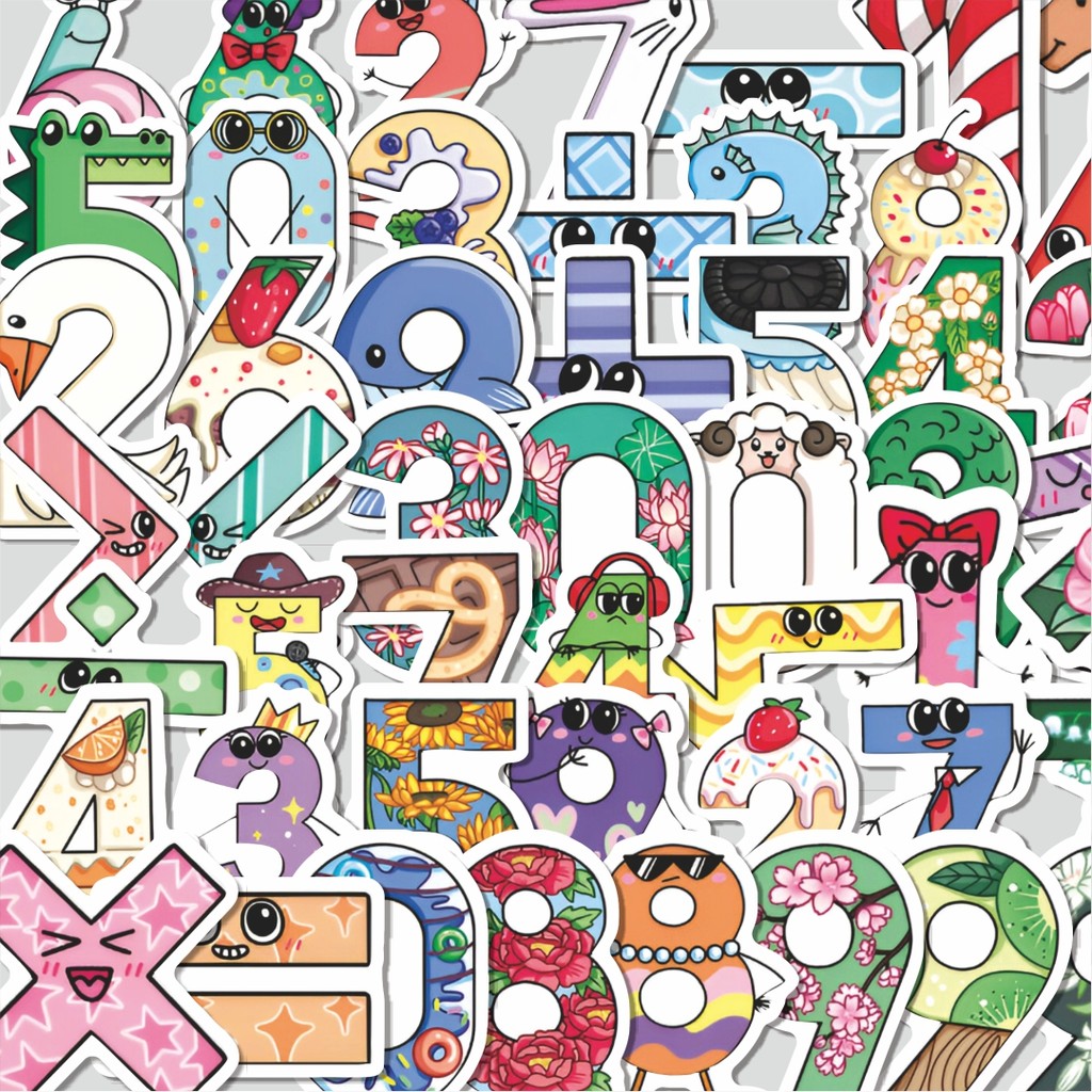 

Stiker Cutting Pack Stiker Numerik Isi 100Pcs Series Aesthetic Lucu Keren Untuk Koper Bahan Vynil