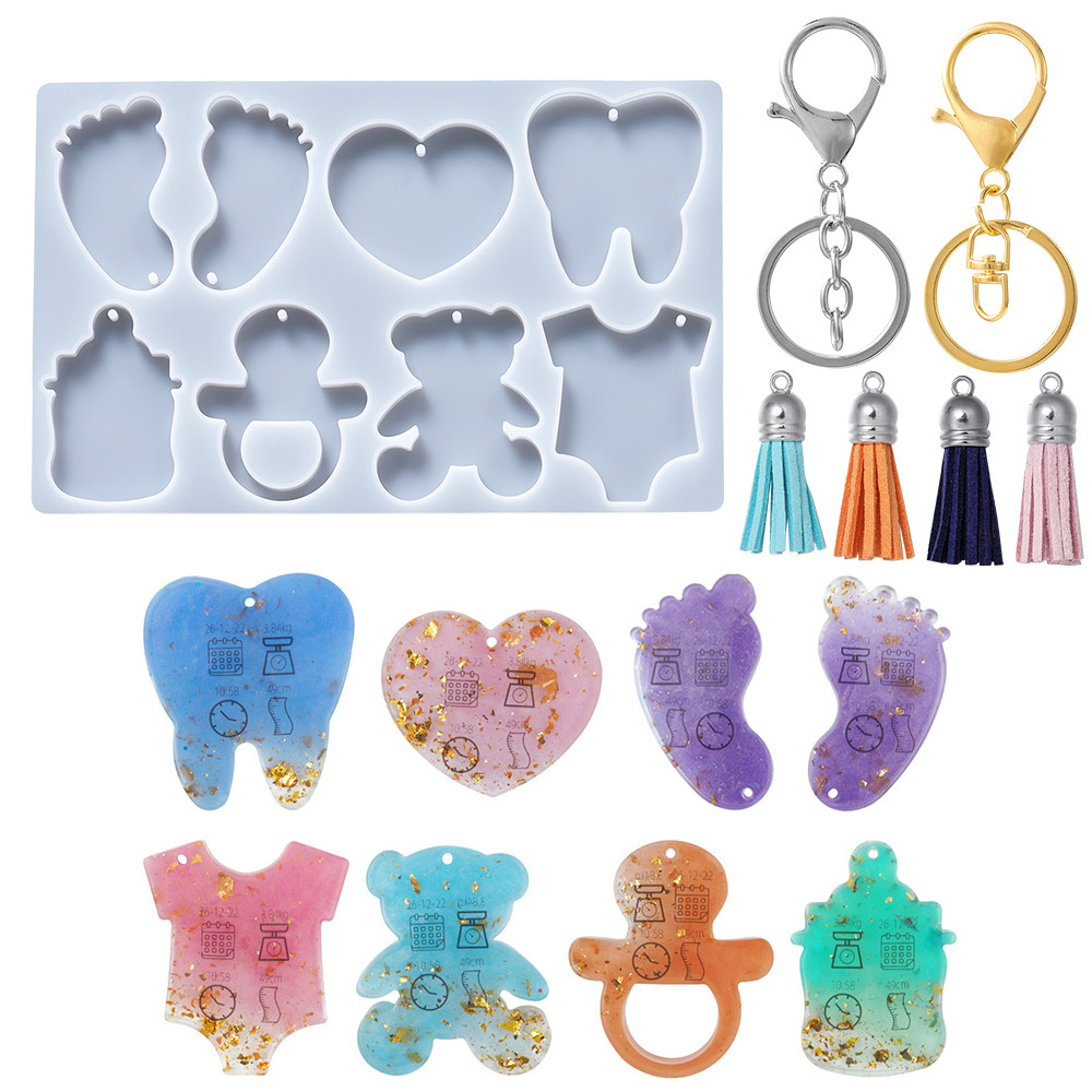 

Cute Foot Bear Heart Shape Necklace Pendants Silicone Mold Pendant Epoxy Resin Casting Mould for DIY Keychain Jewelry Making