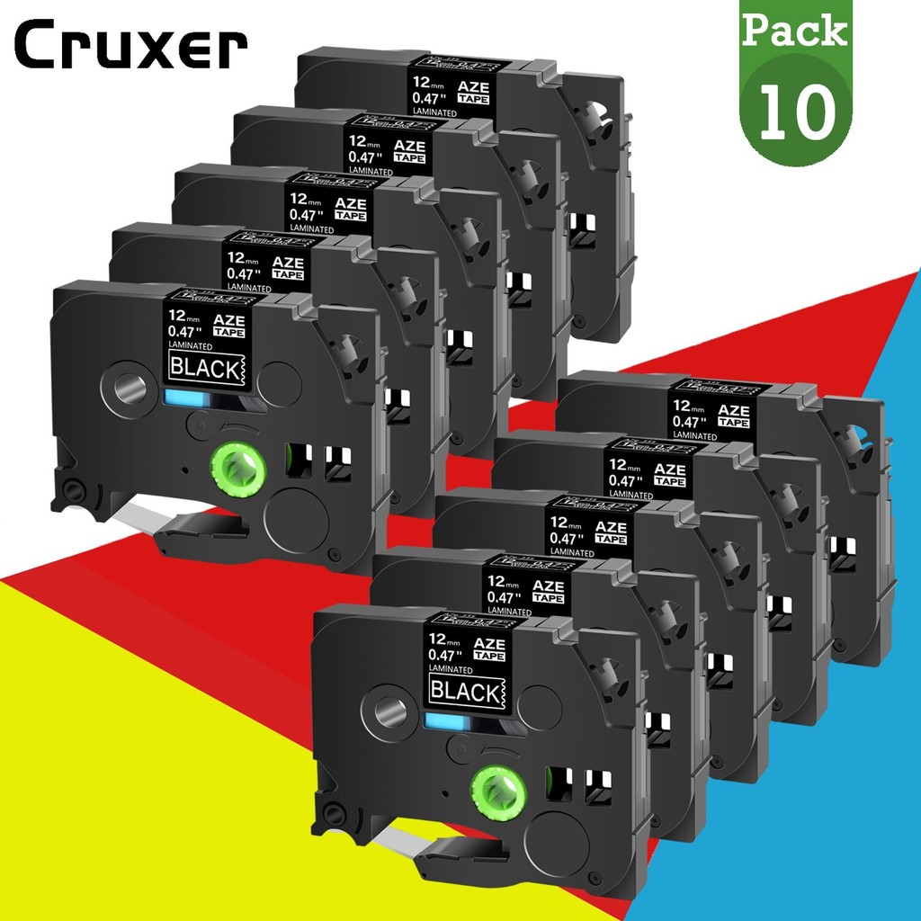 

5/10PK Compatible for Brother TZe-335 TZ-325 TZe345 White on Black 12mm Label Tape for P-Touch Label Maker PT-D200 PT-D200G D210