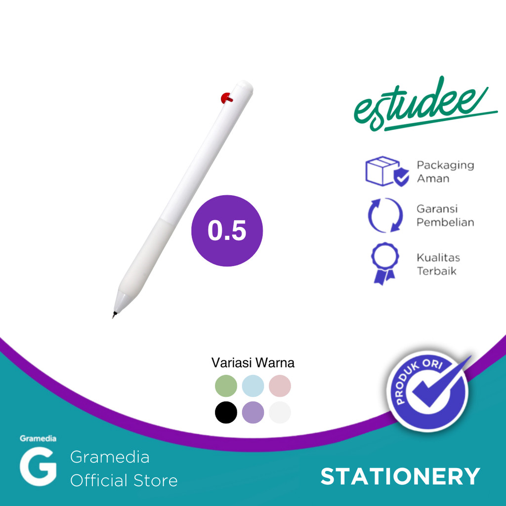 

Gelpen Estudee Maru 0.5 Black Ink - White Egp-435