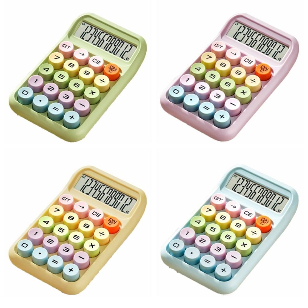 

12 Digits Candy Color Calculator Large Screen Anti-slip Pad Arithmetic Calculator Durable Mechanical Keyboard