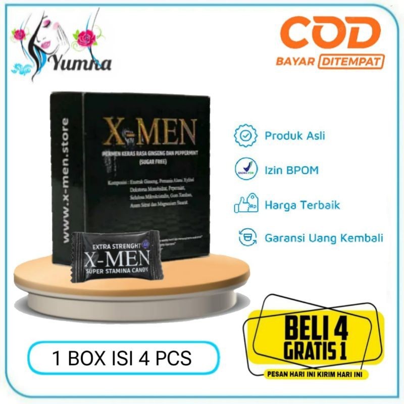 

fivestorolshop X-MEN candy original - permen stamina pria dewasa 1kotak isi 4 pcs RESMI BPOM RI MD X MEN