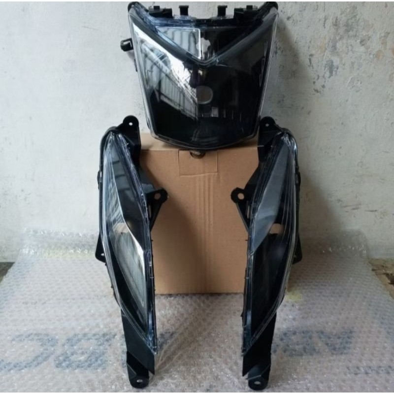 Reflektor lampu depan honda beat fi 2013-2016 custom smoke hitam