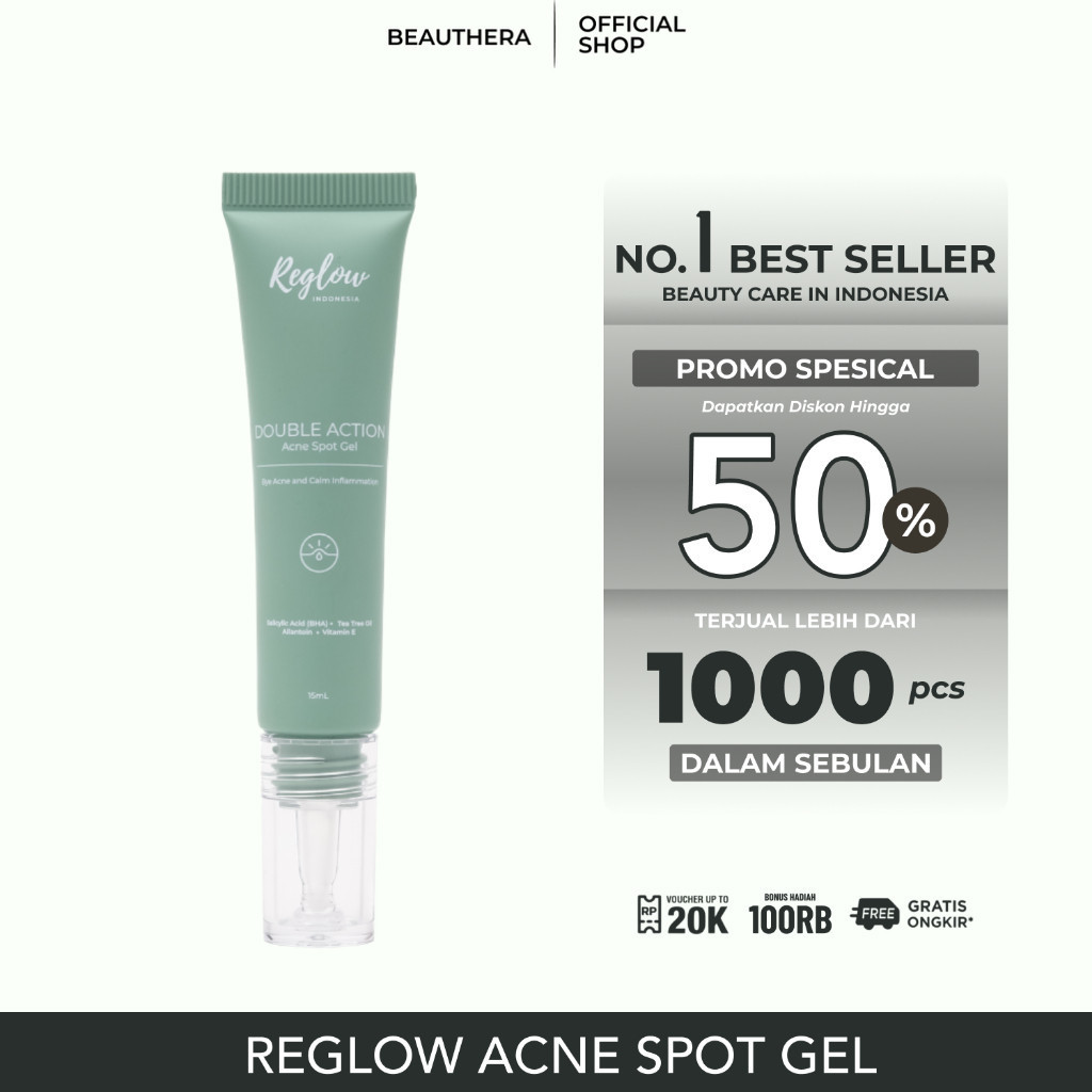 Reglow Double Action Acne Spot Gel Penghilang Jerawat dan Beruntusan Ampuh Obat Jerawat Batu Totol M