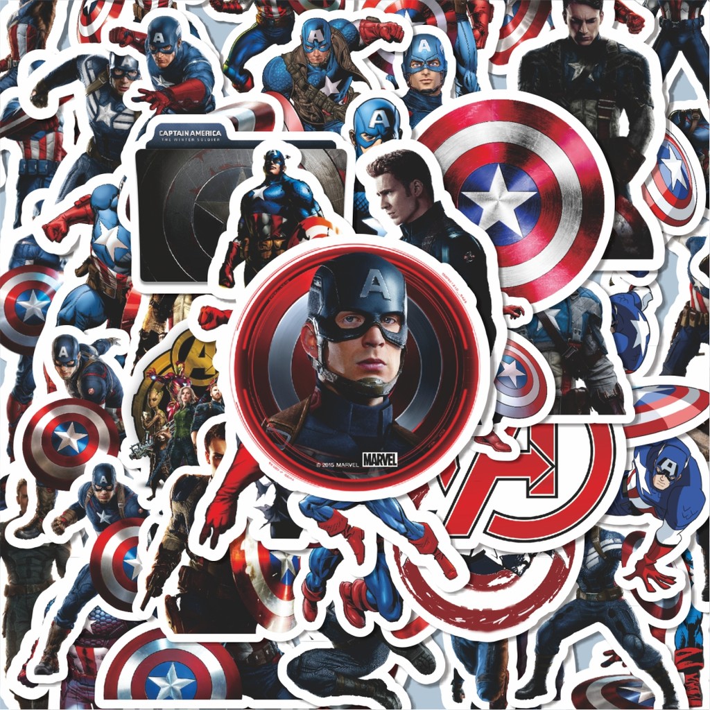

100PCS Lucu Stiker Marvel Series Character Captain Amerika Stiker Aesthetic Stiker Anti Air Stikers Berperekat Waterproof sticker decal buat Motor Helm Buku Journal Koper Casing HP Laptop Botol Minum Hadiah anak