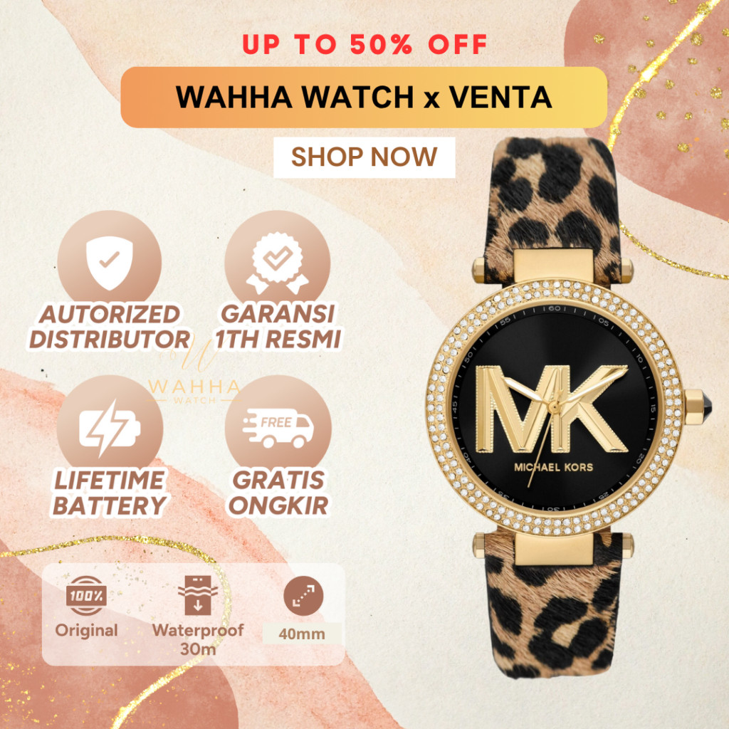 Jam Tangan Wanita Michael Kors MK4723 Parker Three-Hand Animal Leather Strap Watch [BERGARANSI]