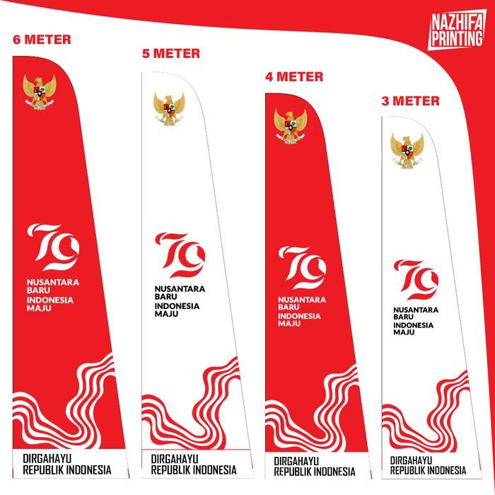 Nazhifa Printing - Bendera Umbul Umbul Merah Putih 17 Agustus, 79 HUT Republik Indonesia, Bahan Sati