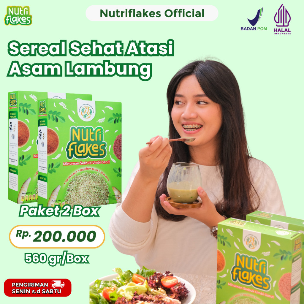 

Nutriflakes Sereal Umbi Garut Obat dan Pereda Asam Lambung 2 Box ORIGINAL
