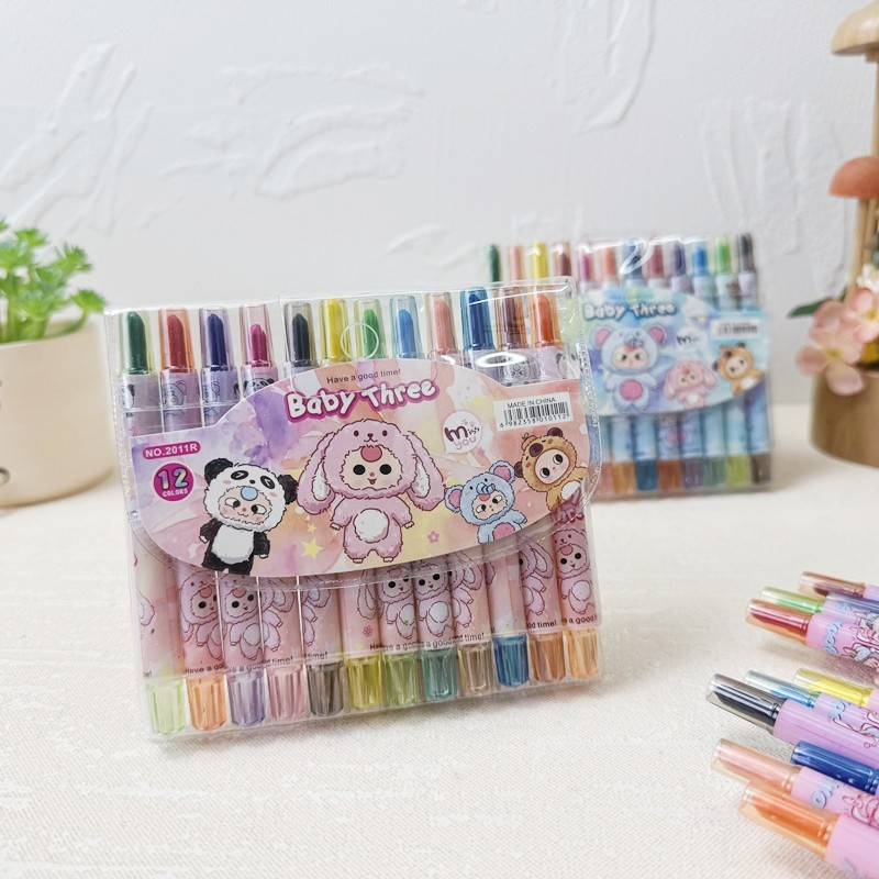 

HYPE N FANCY KRAYON TWIST MINI BABY THREE ISI 12 PCS KR-1982 / Crayon Putar isi 12 crayon mini pop mart