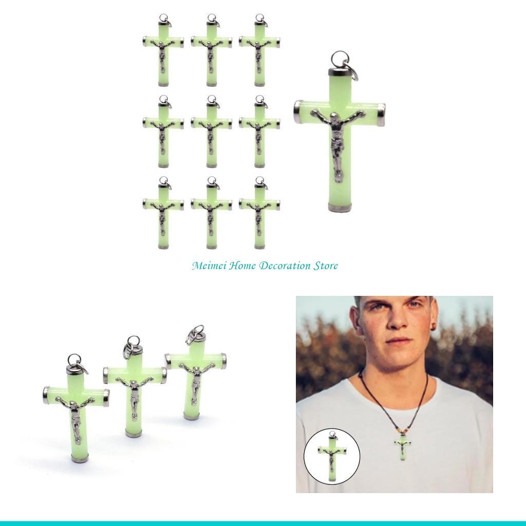 

H7BF 10Pcs Glowing Metal Crosses for Jewelry Making and Decoration
