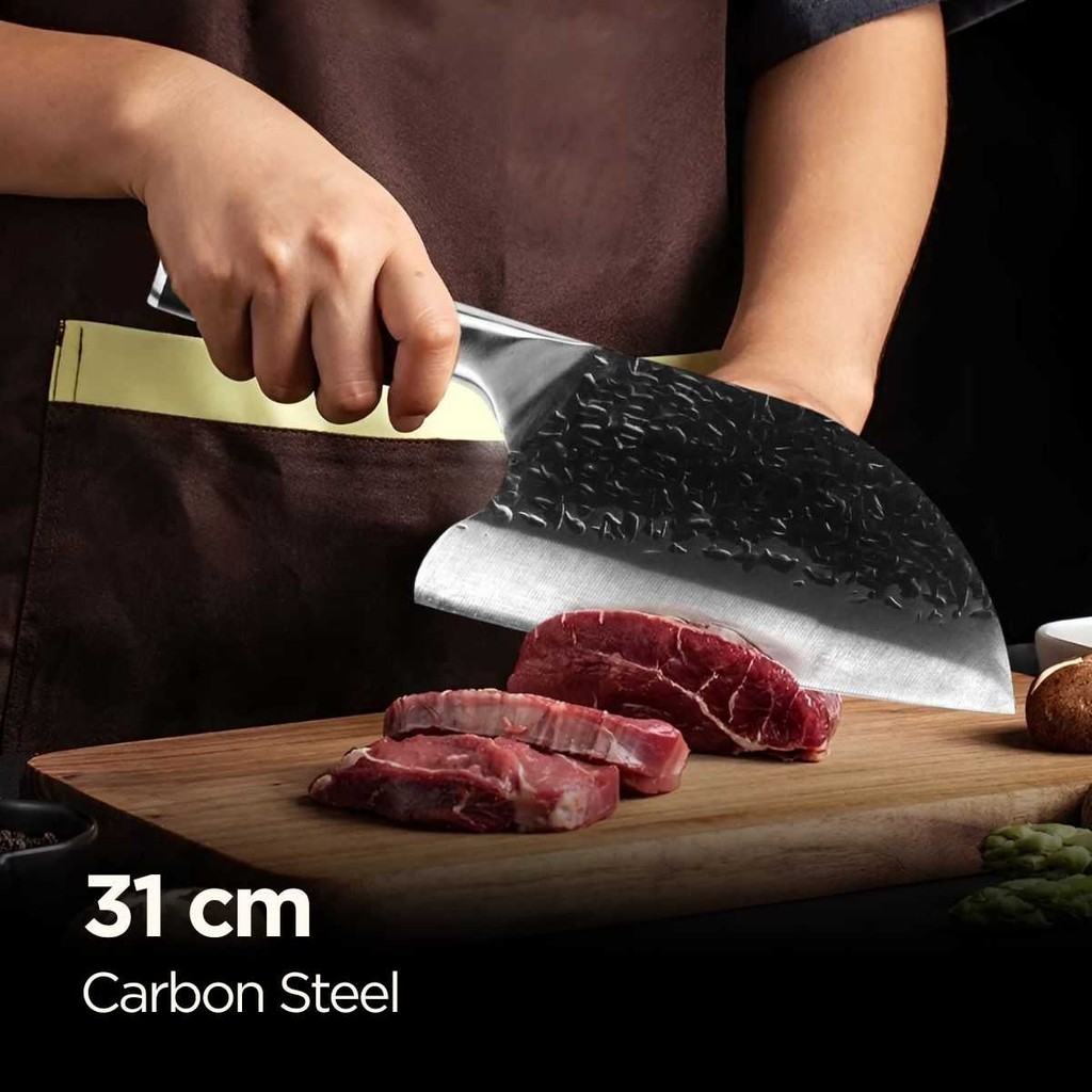 XITUO Pisau Daging Carbon Steel 8 Inch – Forged Cleaver Knife Tajam & Kokoh