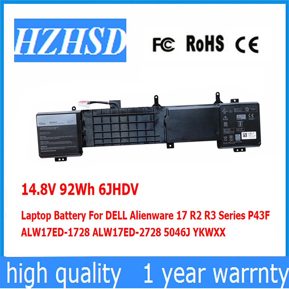 

6JHDV 14.8V 92Wh Original Laptop Battery For Dell Alienware 17 R2 R3 ALW17ED 6JHCY ALW17ER ALW17ED-4718 ALW17ED-2728