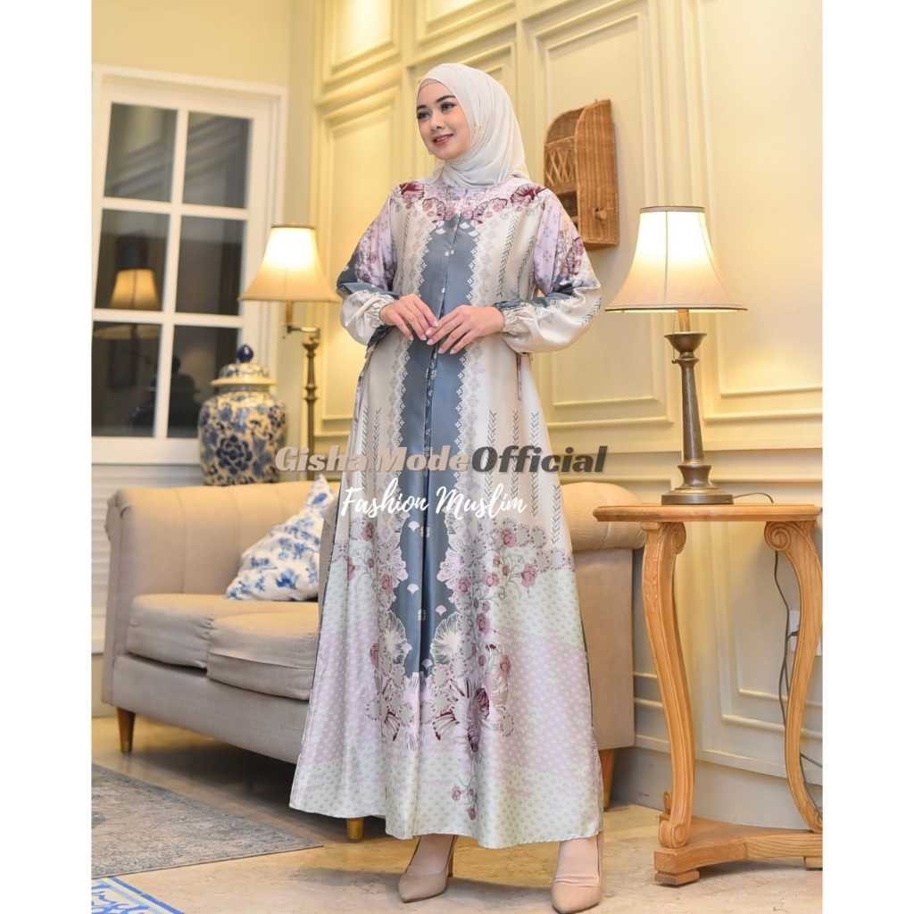[BISA COD] RINJANI DRESS /GAMIS SILK PREMIUM MOTIF TERBARU WANITA MUSLIM BUNSUI JUMBO TERLARIS