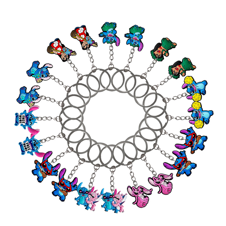 

10/20/30Pcs Lilo Stitch Keychains Party Favor Pink Angel Key Ring Kids Birthday Party Gifts Classroom Prizes for Kids