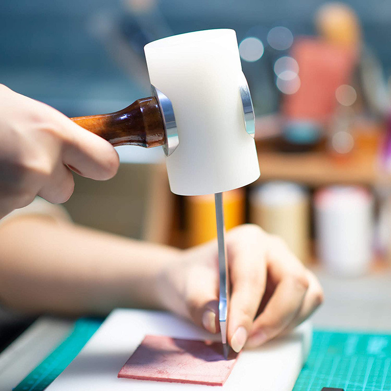 

Professional Leather Carve Hammer Nylon Hammers Mallet Wood Handle For Leathercraft Punch Printing Percussion DIY Tool