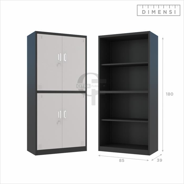 [ SHUMO ] Lemari Arsip 2 Pintu Swing Besi 4 Pintu| Filling Kabinet Besi Kantor - DIRAKIT