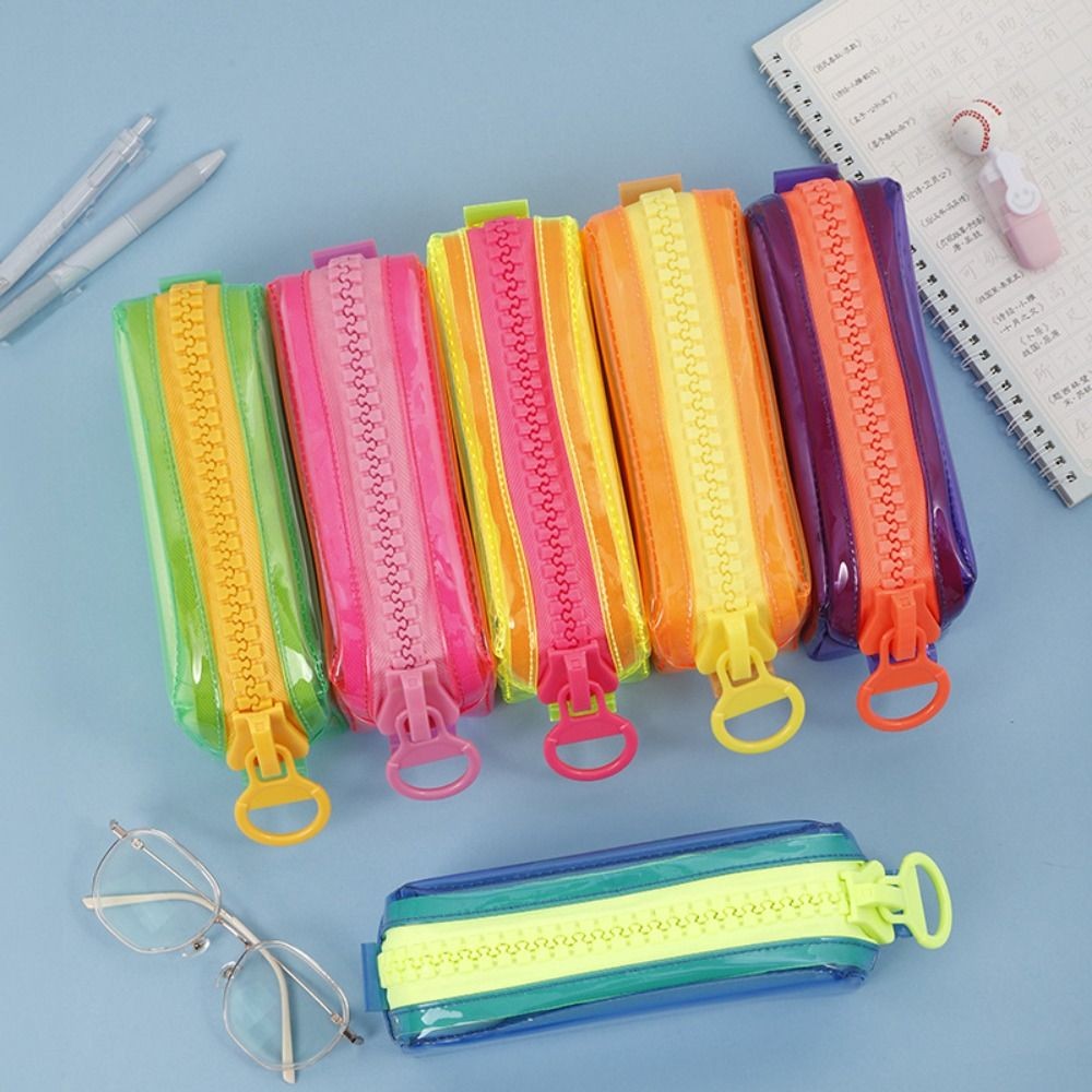 

Large Capacity Zipper Transparent Pencil Case Stationery Box High Appearance Large Capacity Pencil Bag Desktop Storage Ins Style